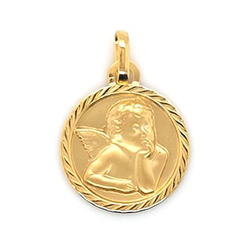 Médaille Brillaxis ange diamantée striée or jaune