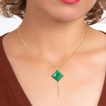 Collier SC Bohème orné d'une malachite en acier inoxydable
