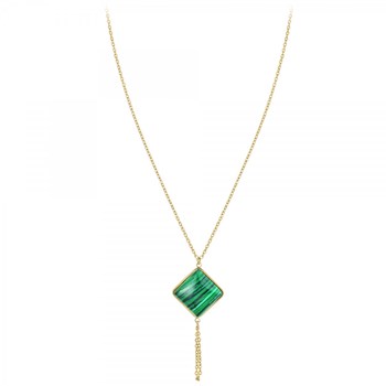 Collier SC Bohème orné d'une malachite en acier inoxydable
