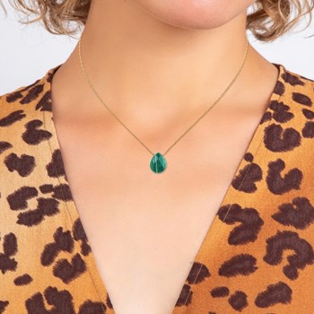Collier SC Bohème orné d'une pierre malachite