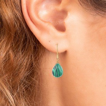 Boucles d'oreilles SC Bohème ornées de deux pierres malachite