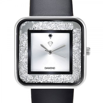 Montre élégante Leila SC Crystal ornée d'un véritable diamant noir