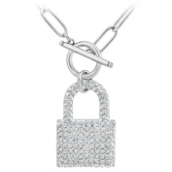 SC Crystal padlock necklace with sparkling crystals