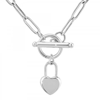 SC Crystal heart necklace in stainless steel