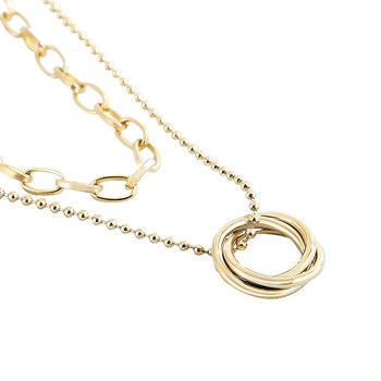 Double chain necklace with RYM double ring pendant