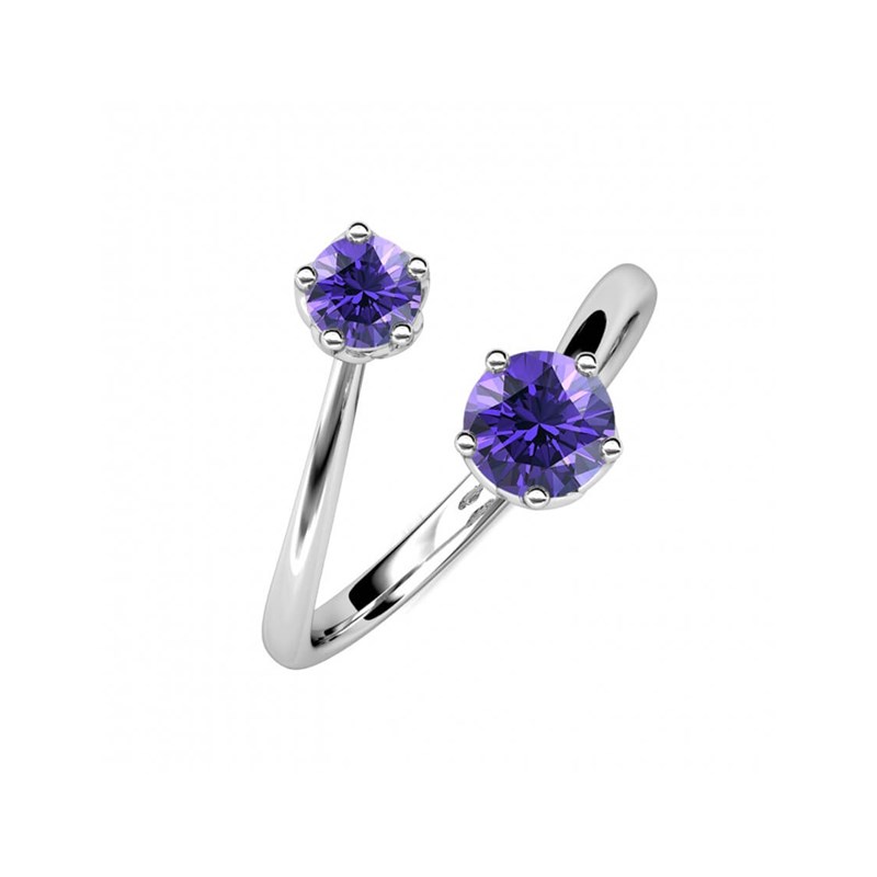 Bague Birth Stone - Argenté et Violet