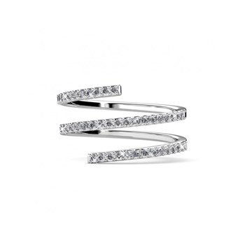 Bague Spiral - Argenté et Cristal