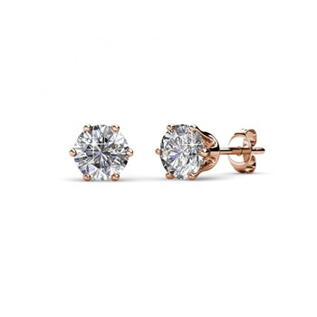 Solitaire Earrings Size L - Rose Gold and Crystal