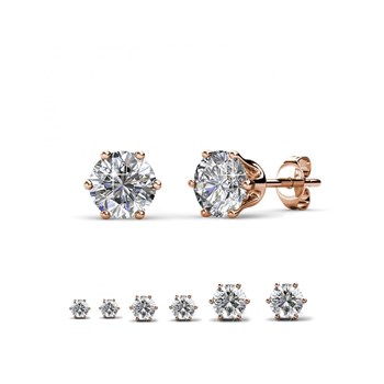 Solitaire Earrings Size L - Rose Gold and Crystal