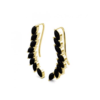 Clematis oorbellen - Goud en zwart