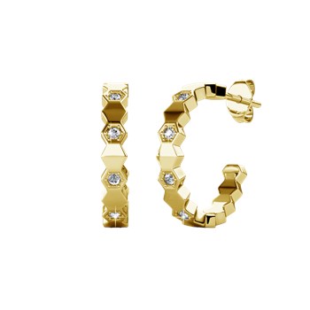 Curved Earrings - Gold and Crystal