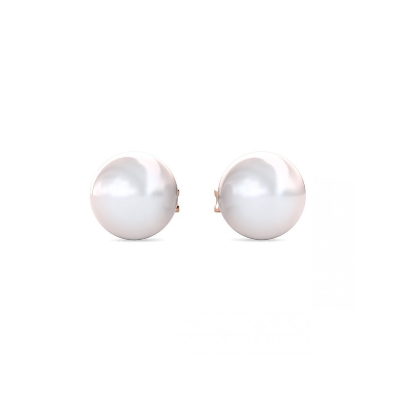 Boucles d'oreilles Full Moon Pearl - Or Rosé et Cristal - vue 3
