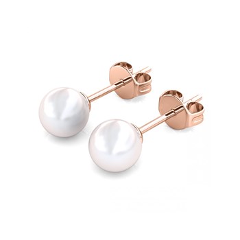 Full Moon Pearl earrings - Rose Gold and Crystal