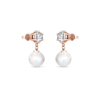 Boucles d'oreilles Pauline - Or Rosé et Cristal