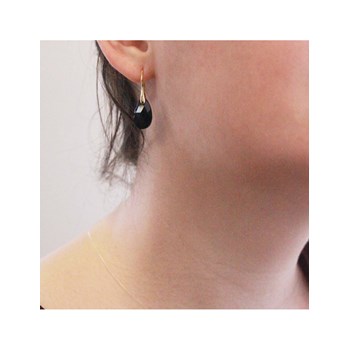 Druppel haak oorbellen - Goud en zwart
