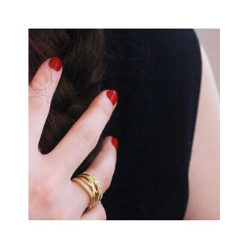 Bague Criss Cross - Doré et Cristal