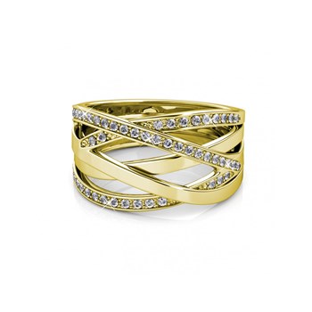 Bague Criss Cross - Doré et Cristal