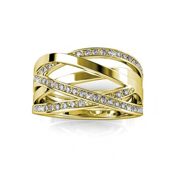 Bague Criss Cross - Doré et Cristal