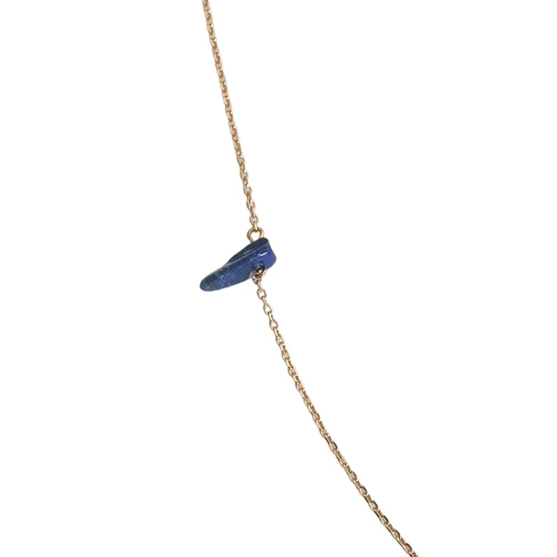 Collier Caillou Lapis lazuli femme or 45 cm - vue 4