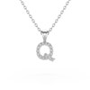 Collier Pendentif ADEN Lettre Q Diamant Chaine Argent 925 incluse 0.72grs - vue V1