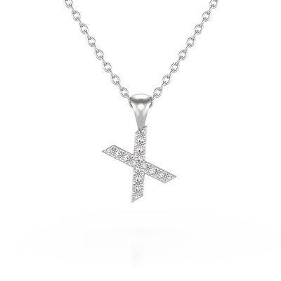 Collier Pendentif ADEN Lettre X Diamant Chaine Argent 925 Incluse 0