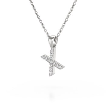 Collier Pendentif ADEN Lettre X Diamant Chaine Argent 925 incluse 0.72grs