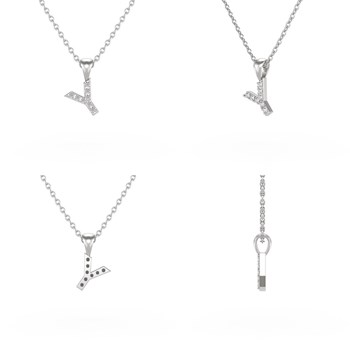 Collier Pendentif ADEN Lettre Y Diamant Chaine Argent 925 incluse 0.72grs