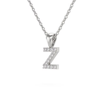 Collier Pendentif ADEN Lettre Z Diamant Chaine Argent 925 incluse 0.72grs