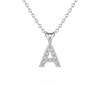 Collier Pendentif ADEN Lettre A Or 750 Blanc Diamant Chaine Or 750 incluse 0.72grs - vue V1