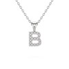 Collier Pendentif ADEN Lettre B Or 750 Blanc Diamant Chaine Or 750 incluse 0.72grs - vue V1