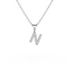 Collier Pendentif ADEN Lettre N Or 750 Blanc Diamant Chaine Or 750 incluse 0.72grs - vue V1