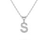 Collier Pendentif ADEN Lettre S Or 750 Blanc Diamant Chaine Or 750 incluse 0.72grs - vue V1