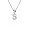 Collier Pendentif ADEN Lettre S Or 750 Blanc Diamant Chaine Or 750 incluse 0.72grs - vue V3