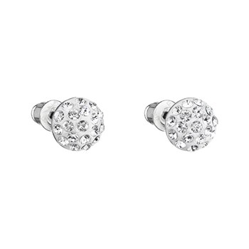 White gold-plated and rhodium-plated crystal earrings