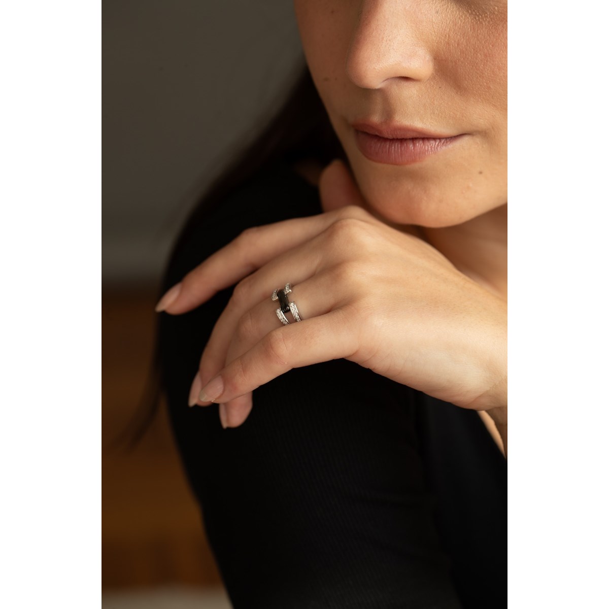 Bague Hanne en Argent avec oxyde de zirconium blanc - vue 3
