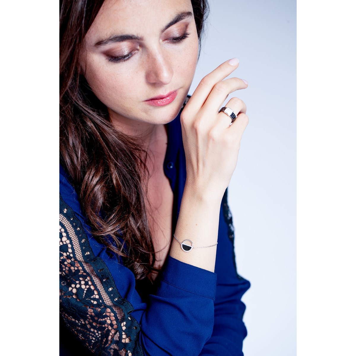 Bracelet souple Mia en Argent avec oxyde de zirconium blanc - vue 2