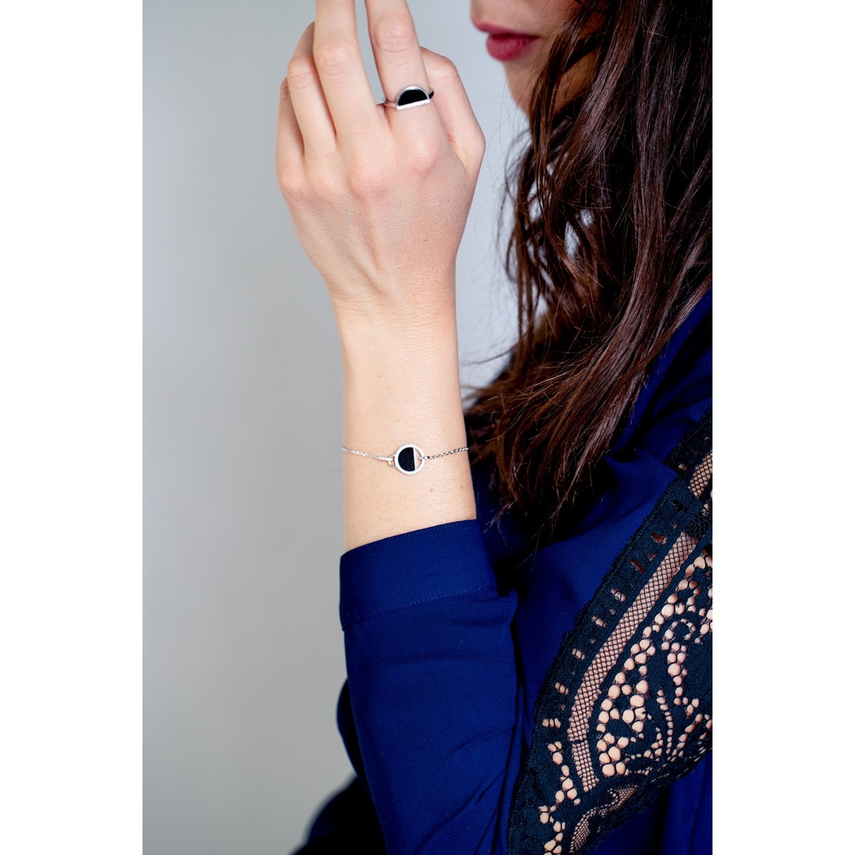 Bracelet souple Evelyn en Argent avec oxyde de zirconium blanc - vue 2