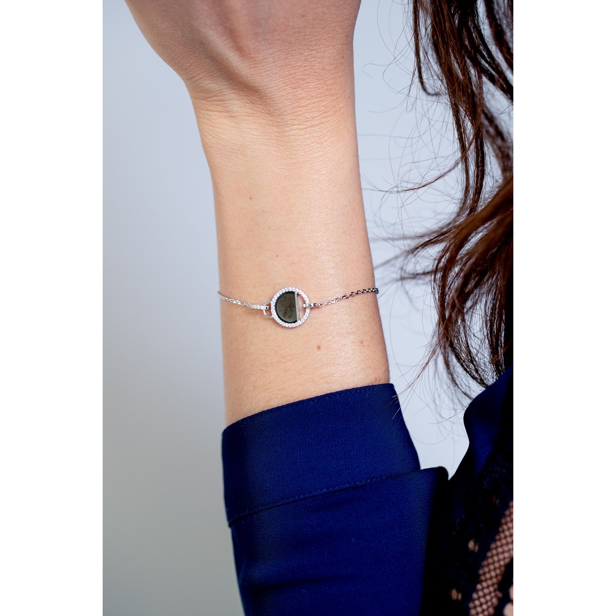Bracelet souple Evelyn en Argent avec oxyde de zirconium blanc - vue 3