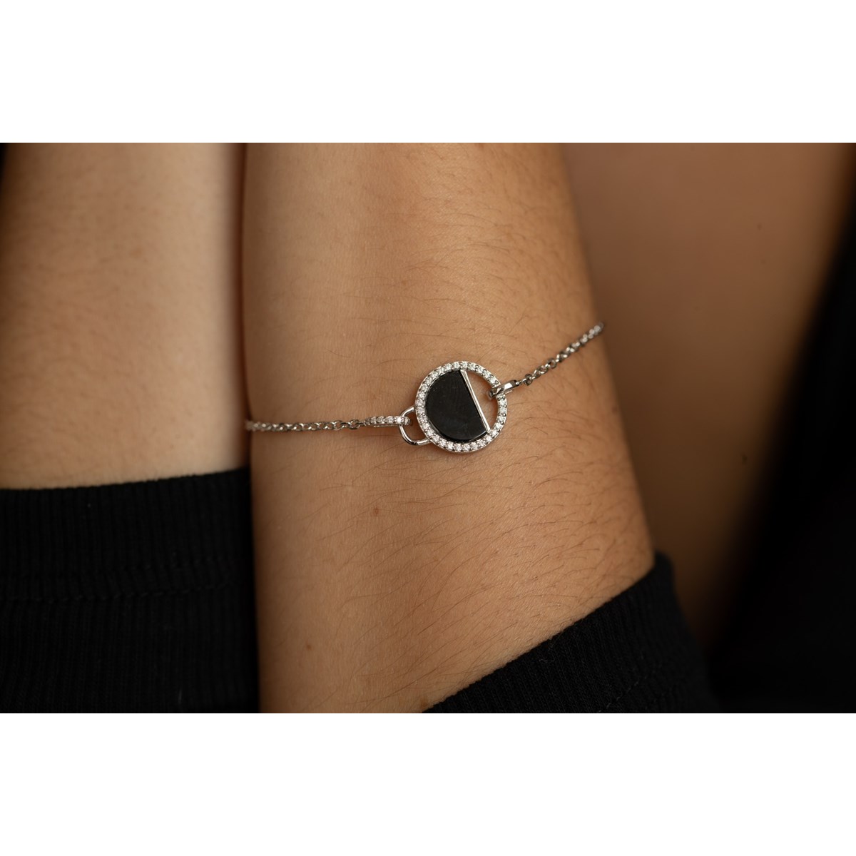 Bracelet souple Evelyn en Argent avec oxyde de zirconium blanc - vue 4