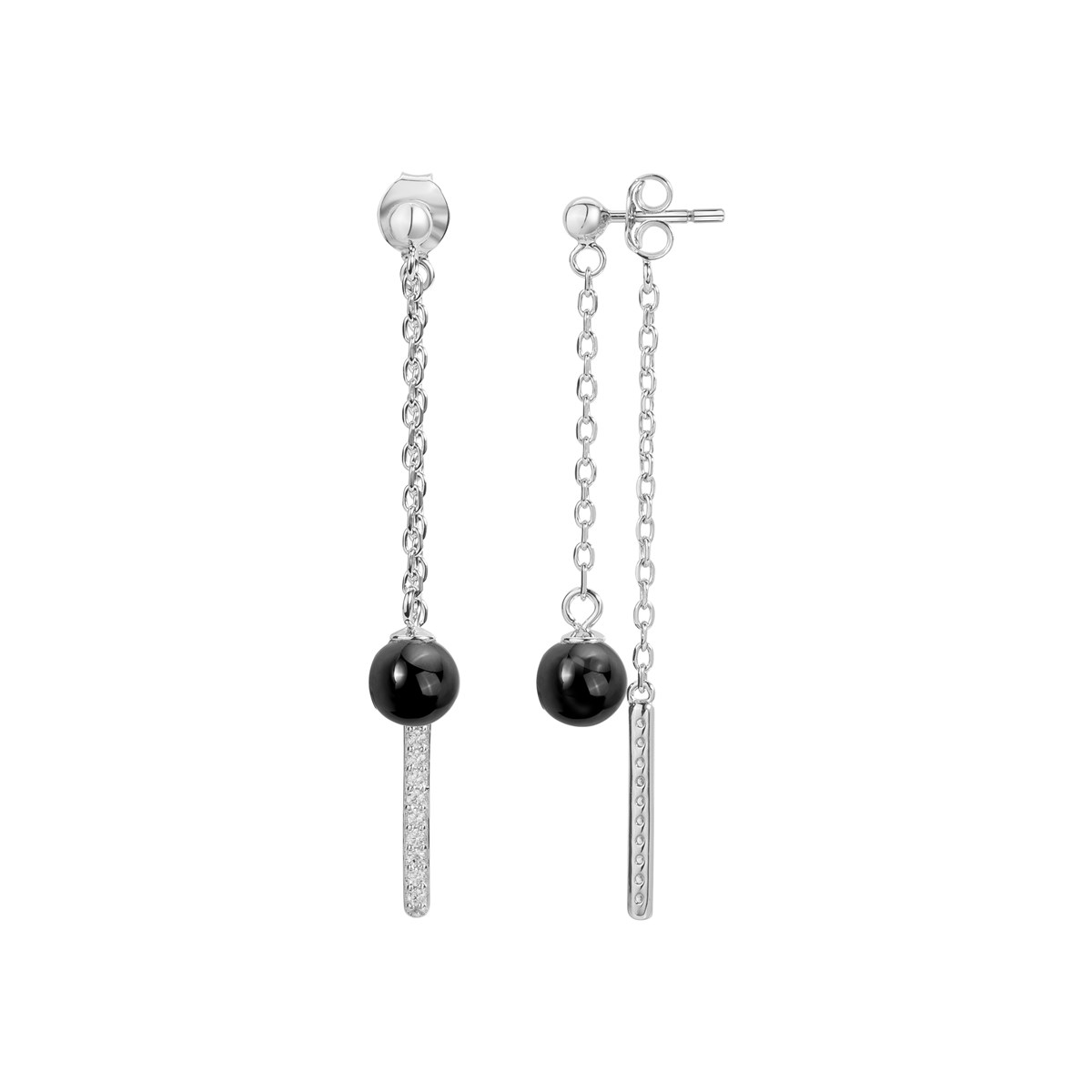 Boucles d'oreilles pendantes Aubrey en Argent avec oxyde de zirconium blanc