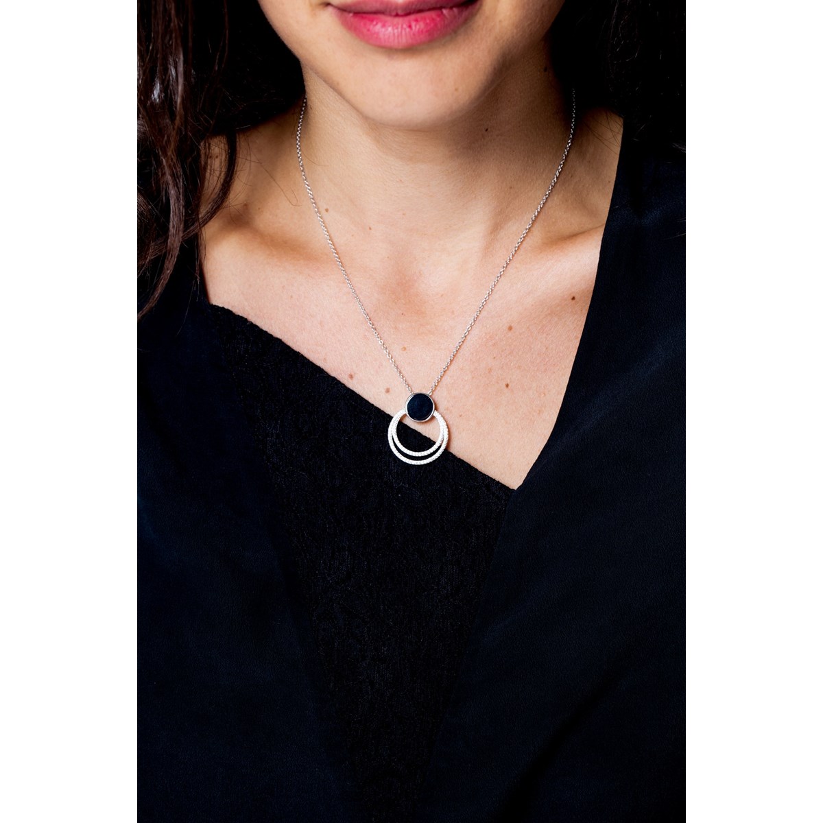 Collier Sariah en Argent avec oxyde de zirconium blanc - vue 2