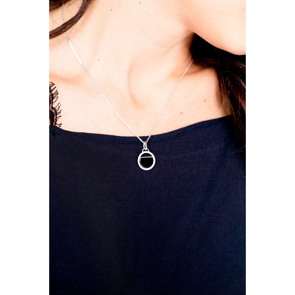 Collier Evelyn en Argent avec oxyde de zirconium blanc - vue 3