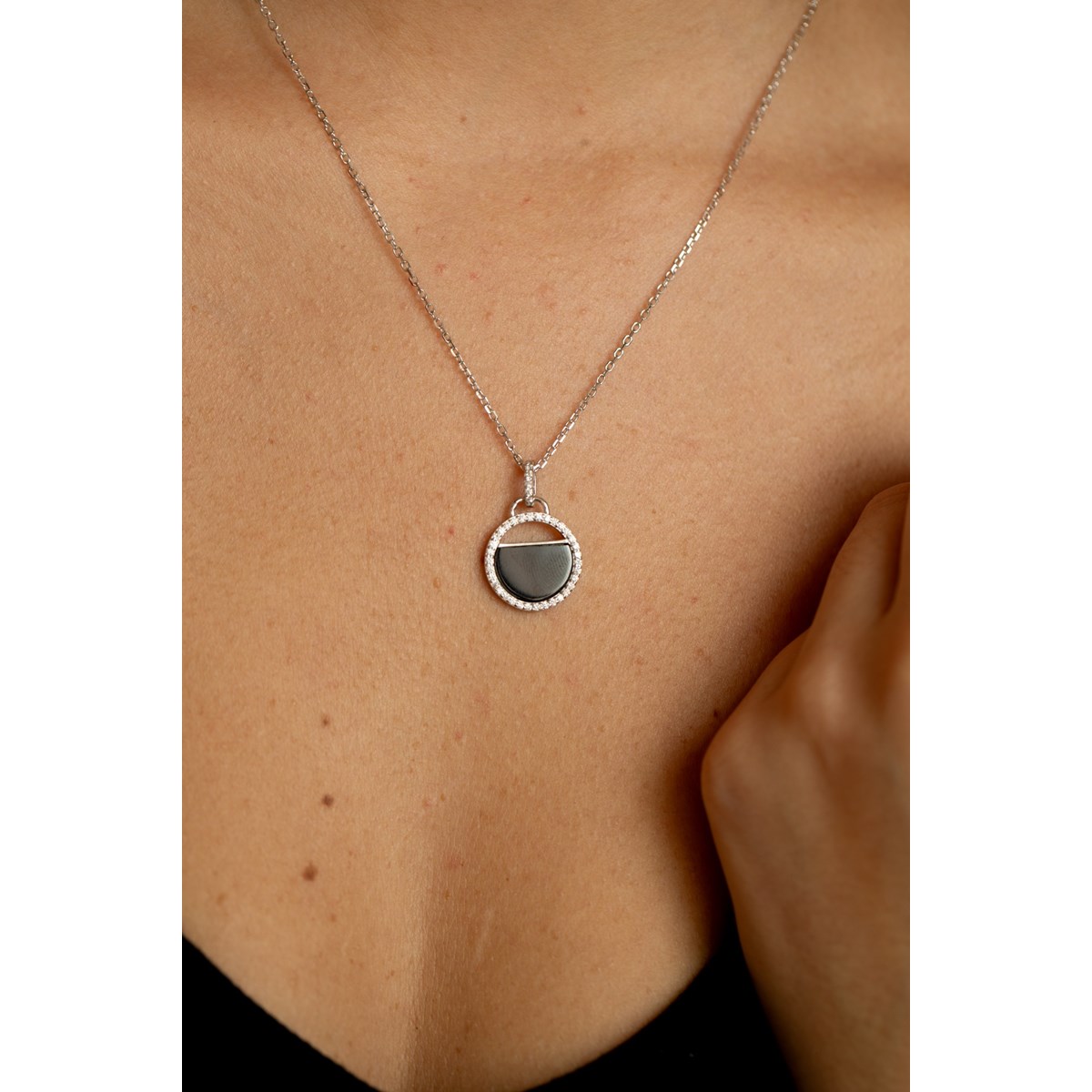 Collier Evelyn en Argent avec oxyde de zirconium blanc - vue 4
