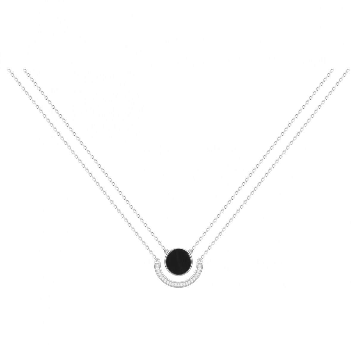 Collier multi-chaînes Sariah en Argent avec oxyde de zirconium blanc