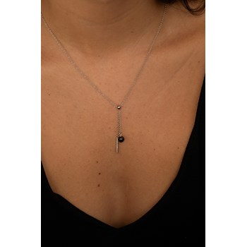 Collier Y Aubrey en Argent avec oxyde de zirconium blanc