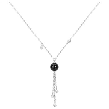 Collier Y Charlotte en Argent avec oxyde de zirconium blanc