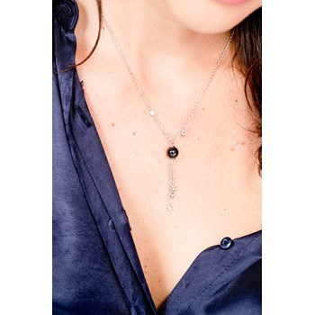 Collier Y Charlotte en Argent avec oxyde de zirconium blanc