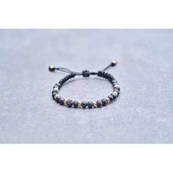Bracelet souple Abel en Acier 316L avec lave noir