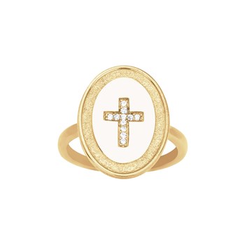 Bague en Plaqué Or avec oxyde de zirconium blanc