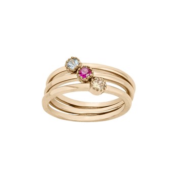 Bague 3 anneaux interchangeables en Plaqué Or avec oxyde de zirconium multicolore